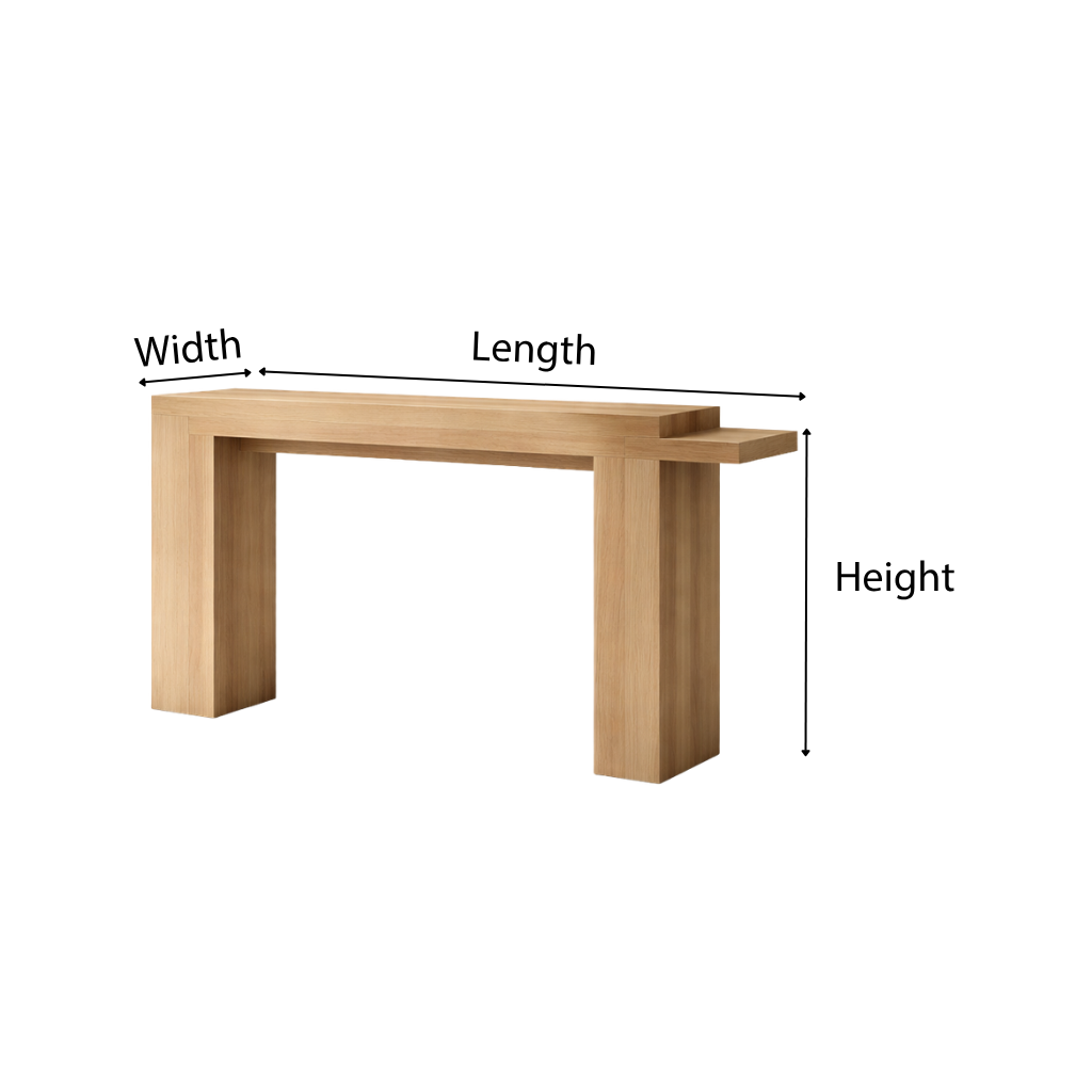 ShanaWood Chunky Block Leg Console Table - dimensions