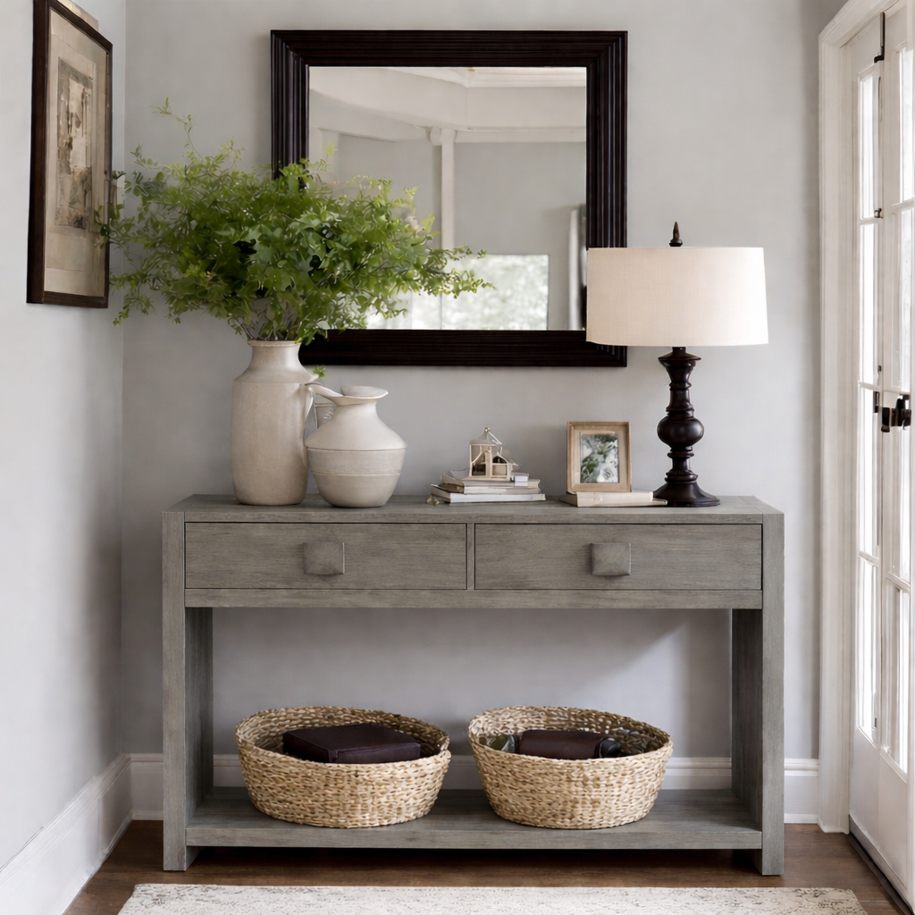 ShanaWood Console Table with 2 Drawers and Bottom Shelf - view 3
