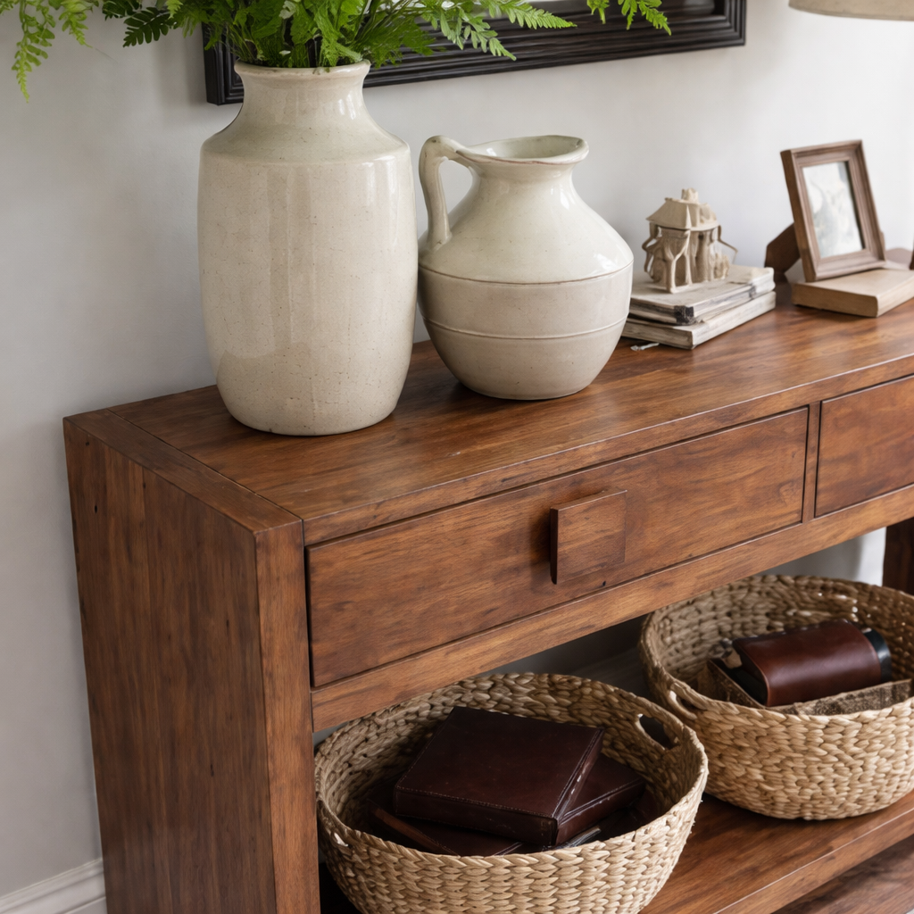 ShanaWood Console Table with 2 Drawers and Bottom Shelf - view 4