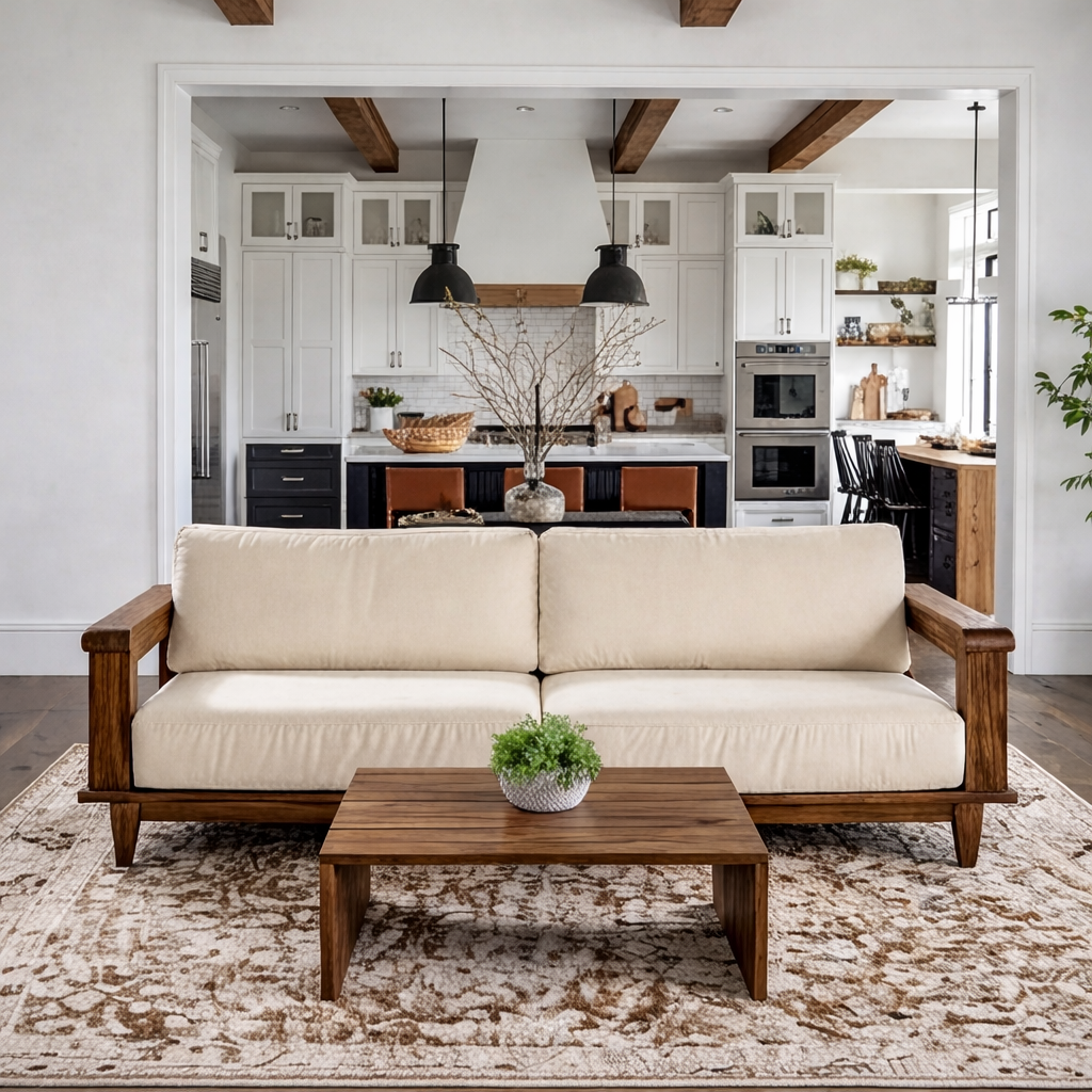 ShanaWood Exposed Wood Frame Sofa - view 5
