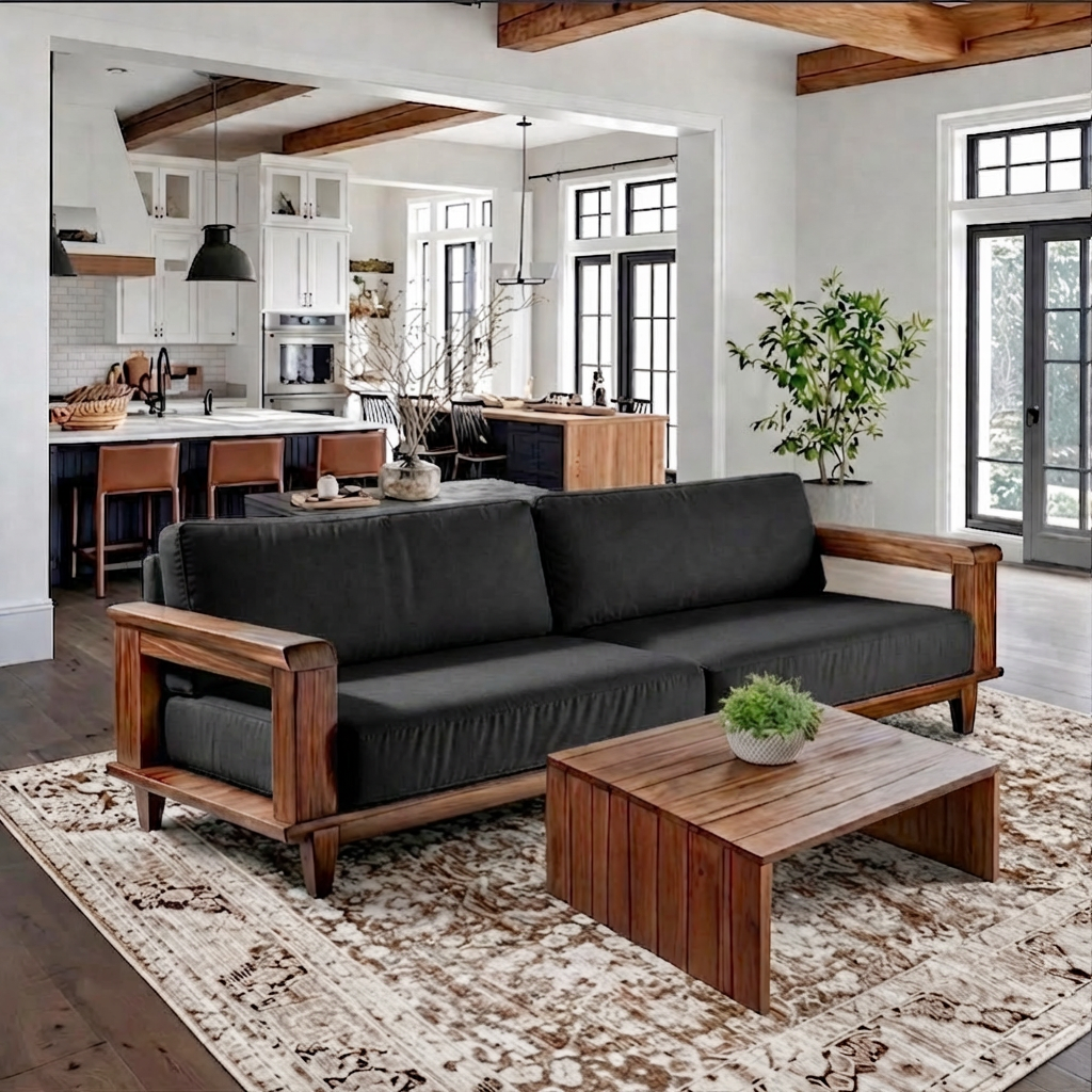 ShanaWood Exposed Wood Frame Sofa - view 7