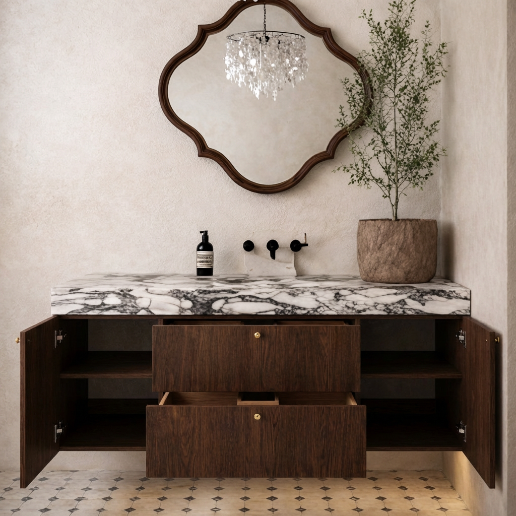 ShanaWood Floating Bathroom Vanity with Faux Marble Top - view 3