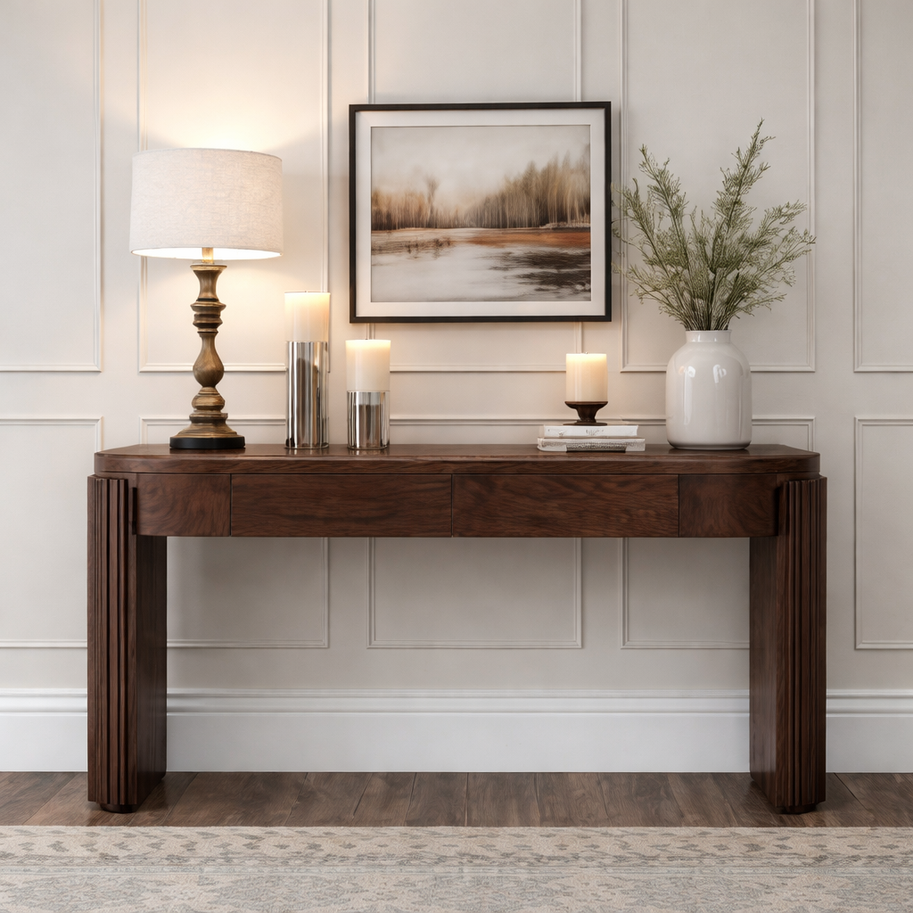 ShanaWood Fluted Column Console Table with Drawers - view 1