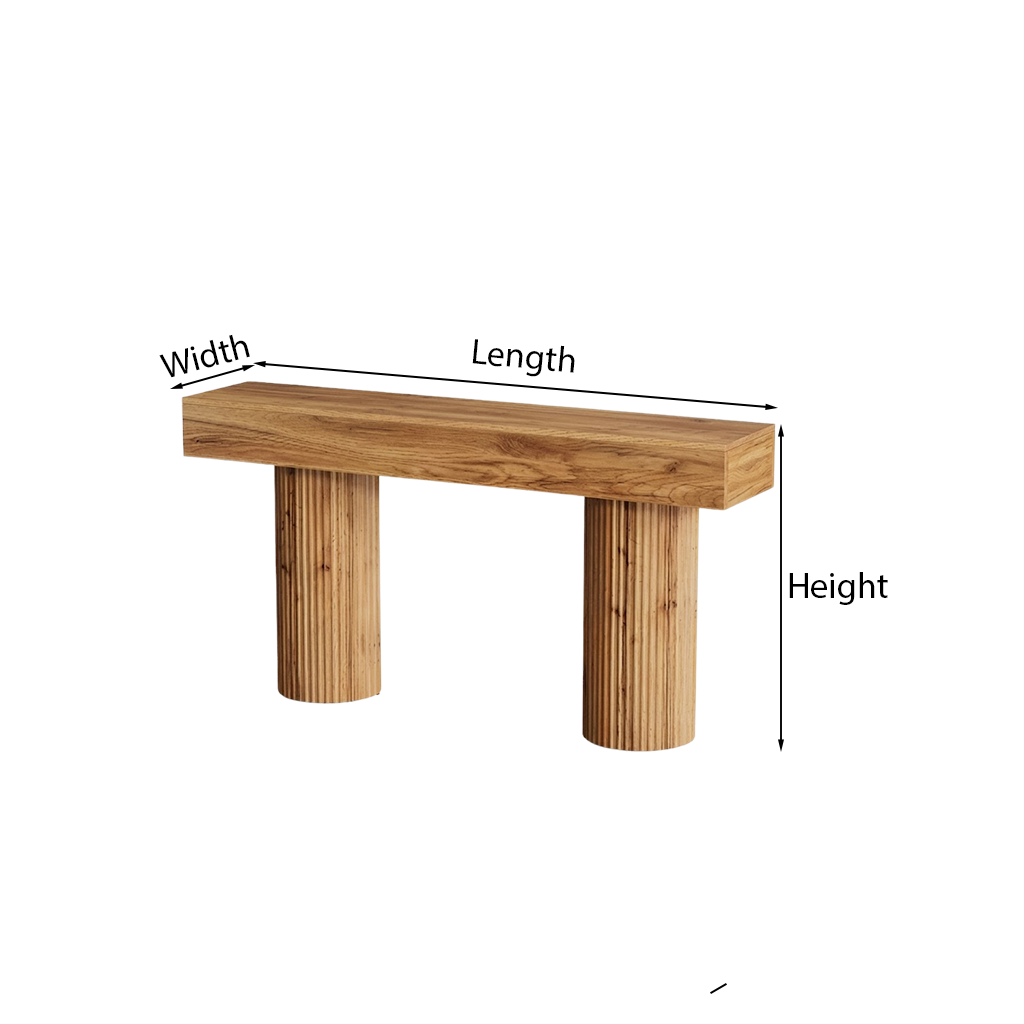 ShanaWood Fluted Round Pillar Console Table - dimensions