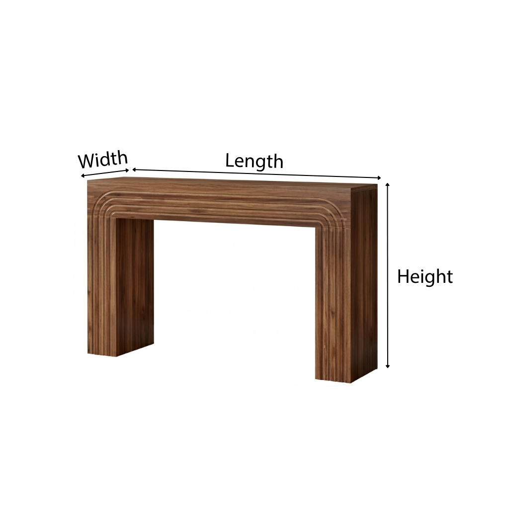 ShanaWood Fluted Waterfall Console Table - dimensions