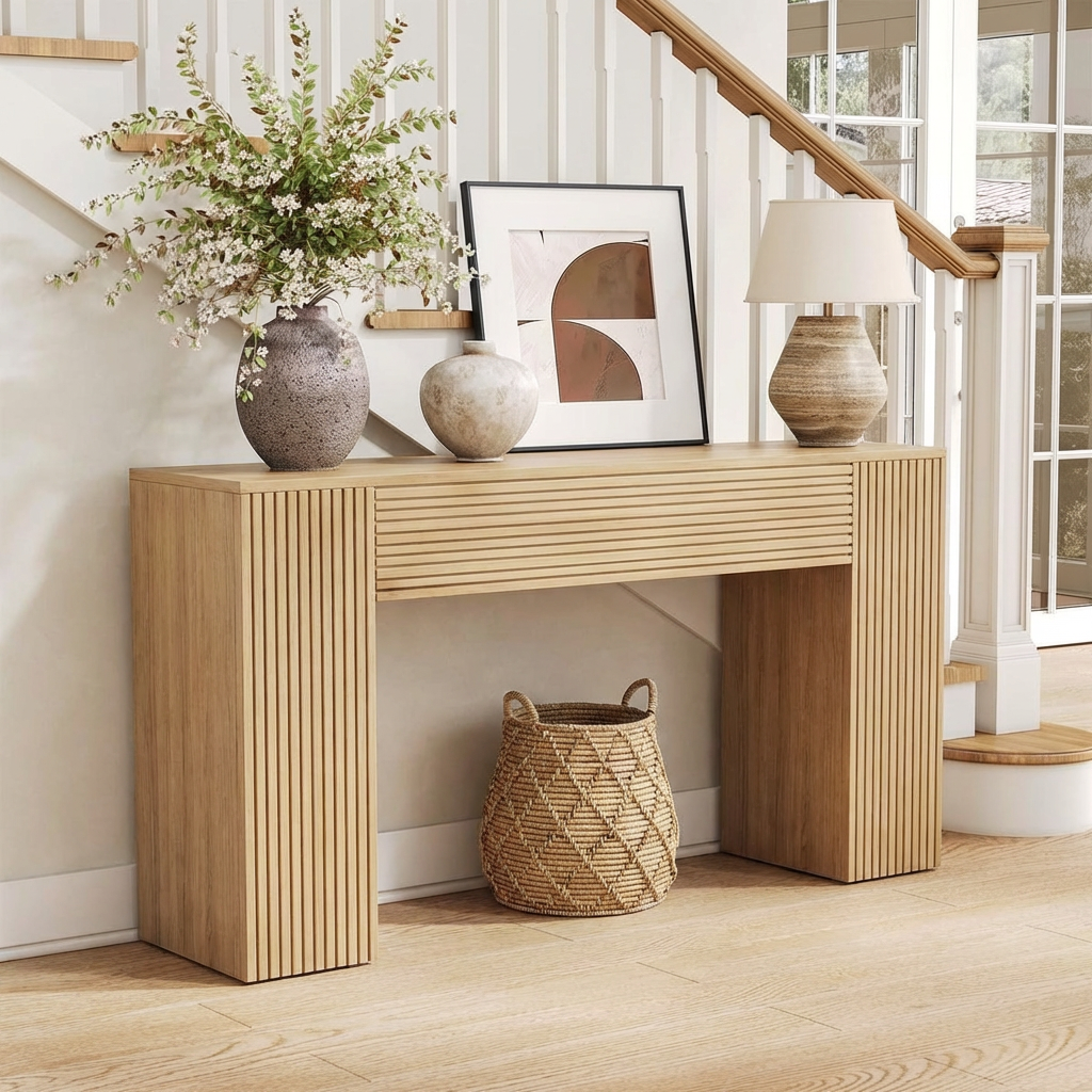ShanaWood Full-Body Fluted Console Table - view 6