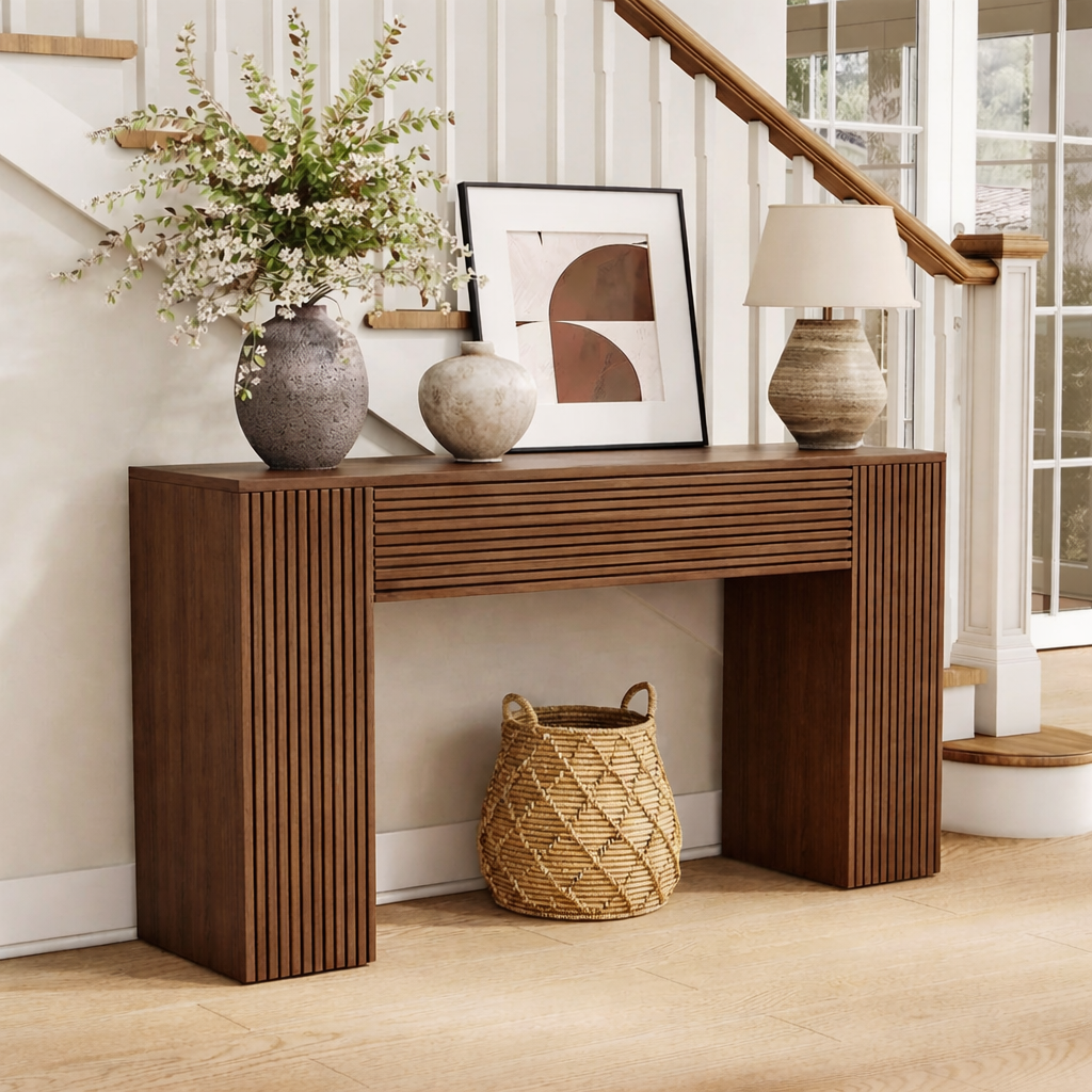 ShanaWood Full-Body Fluted Console Table - view 7