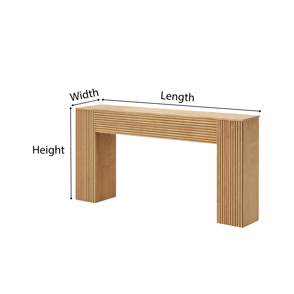 ShanaWood Full-Body Fluted Console Table - dimensions