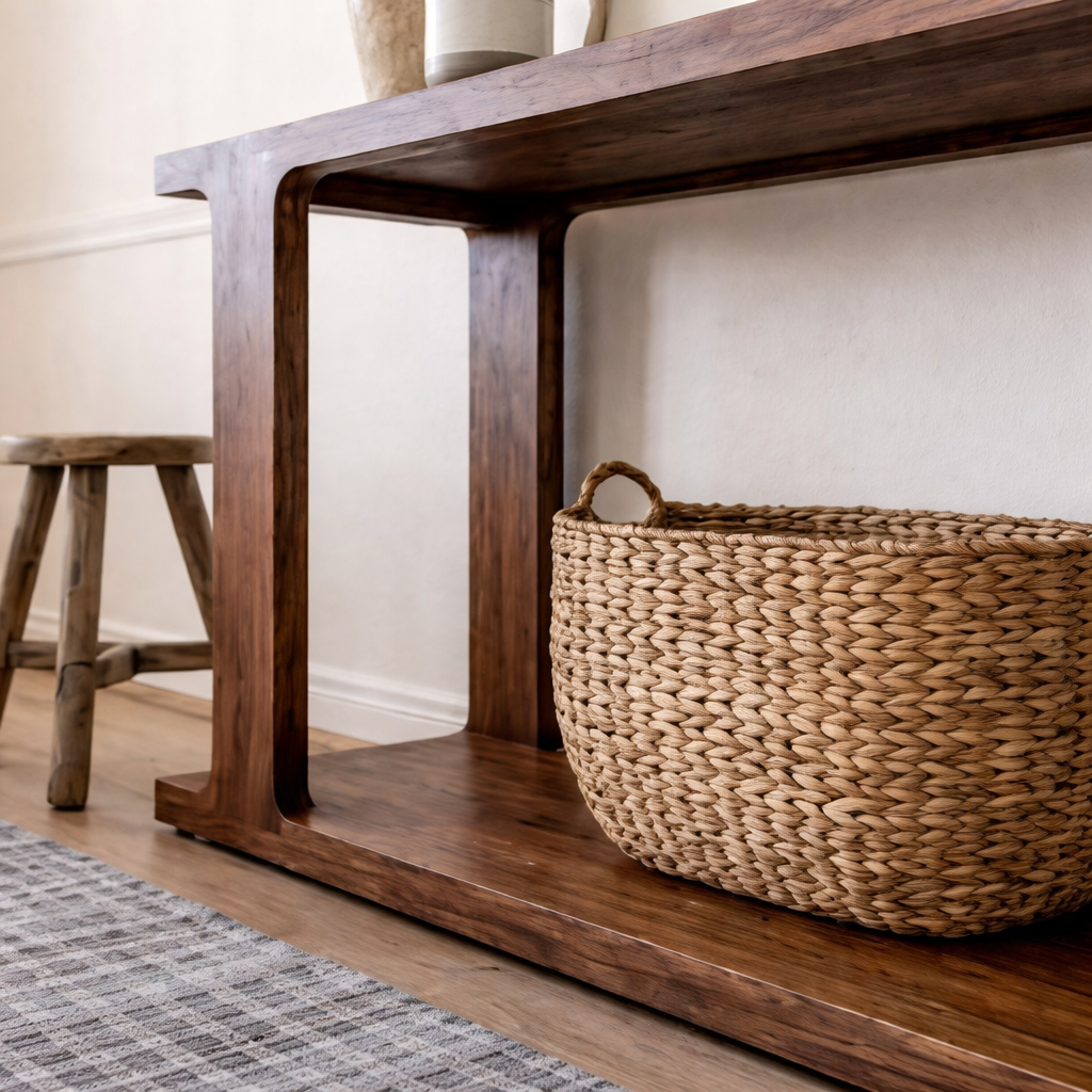 ShanaWood I-Beam Leg Console Table with Bottom Shelf - view 3