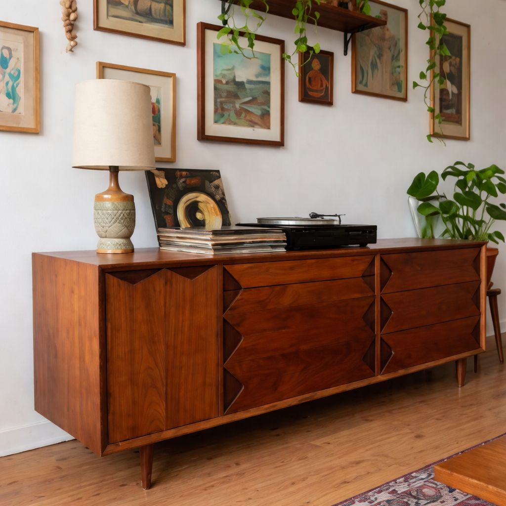 ShanaWood Mid-Century Sideboard with Geometric Drawer Fronts - view 3