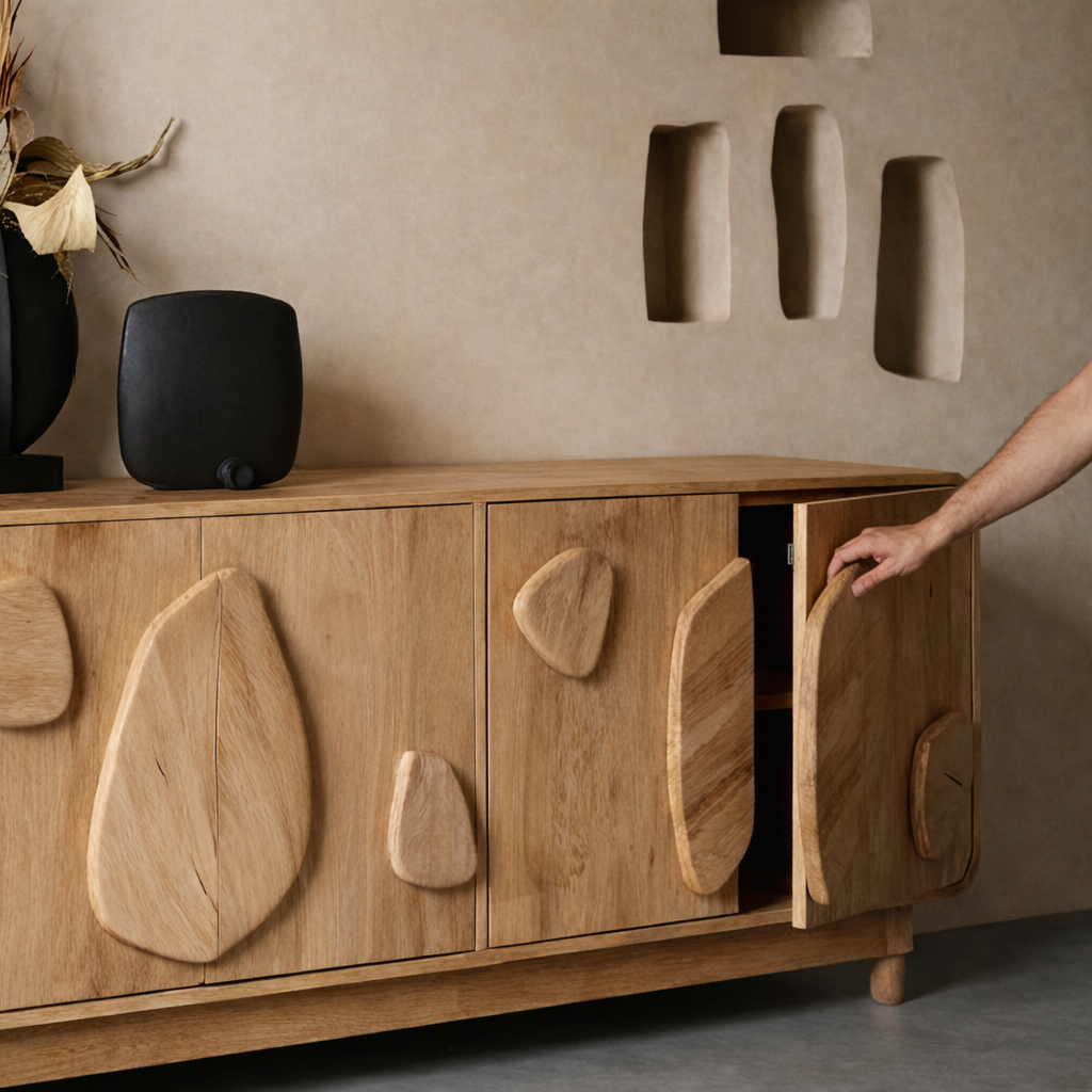 ShanaWood Organic Relief Sideboard with 4 Cabinet Doors - view 3