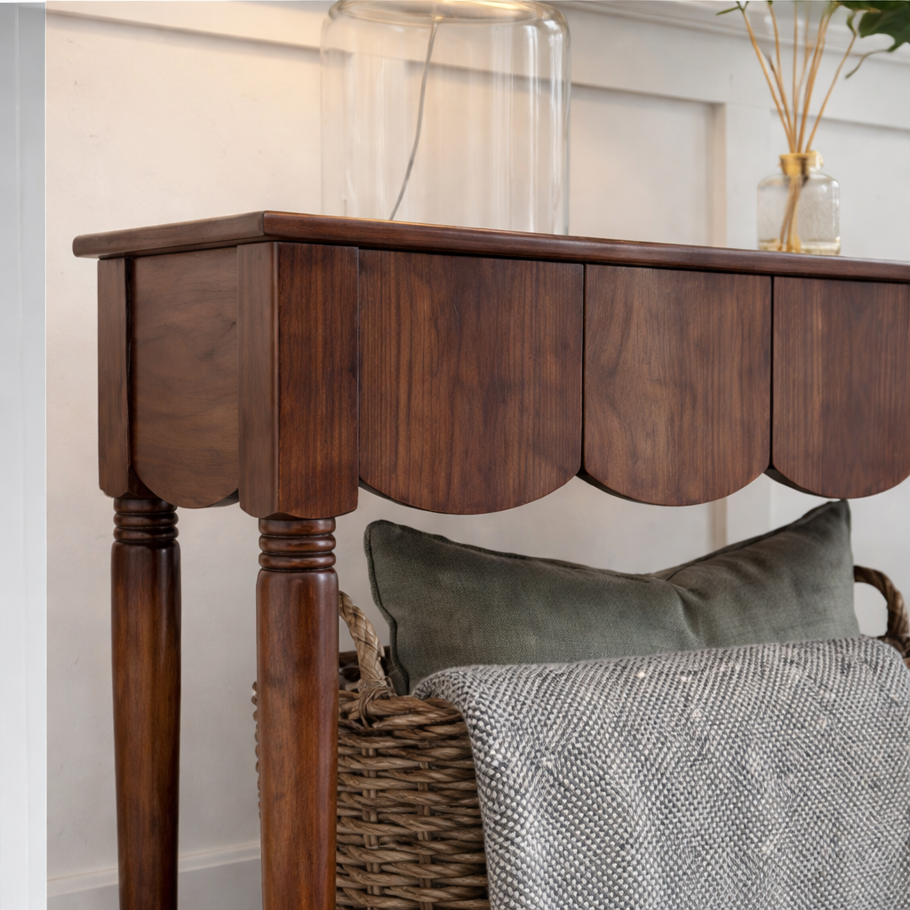 ShanaWood Scalloped Apron Console Table with Turned Legs - view 2