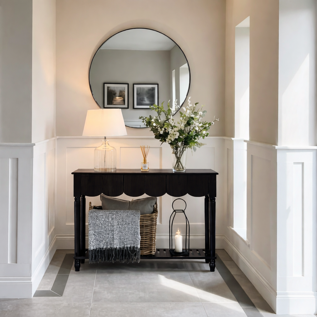ShanaWood Scalloped Apron Console Table with Turned Legs - view 6
