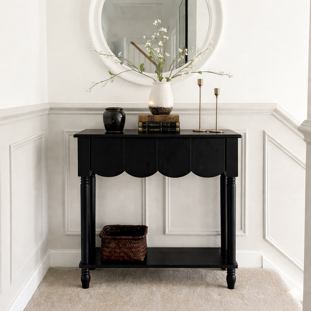 ShanaWood Scalloped Apron Console Table with Turned Legs - view 9
