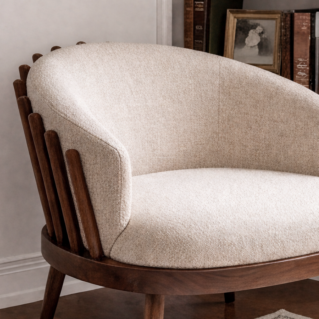 ShanaWood Spindle Back Barrel Accent Chair - view 2