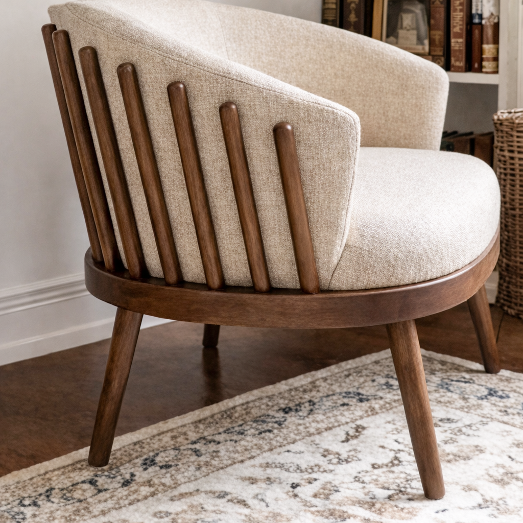 ShanaWood Spindle Back Barrel Accent Chair - view 3