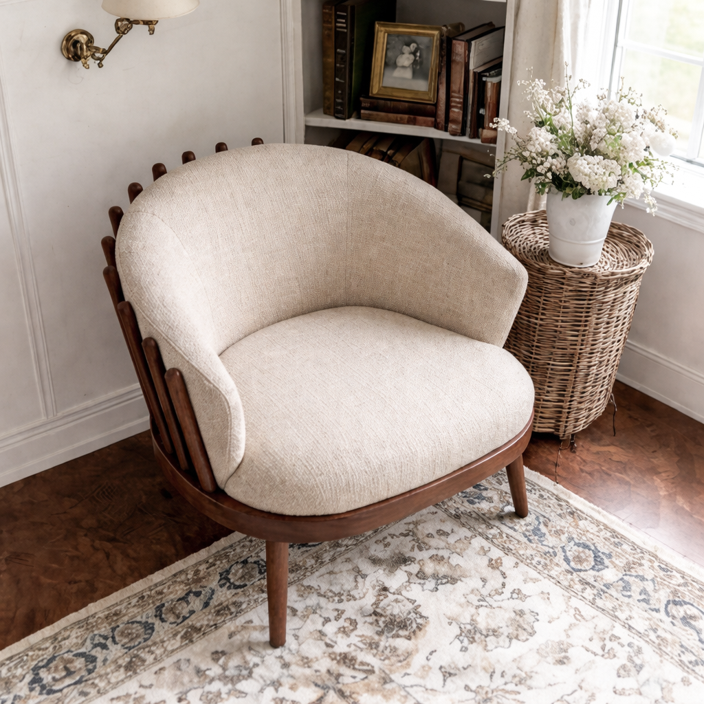ShanaWood Spindle Back Barrel Accent Chair - view 4