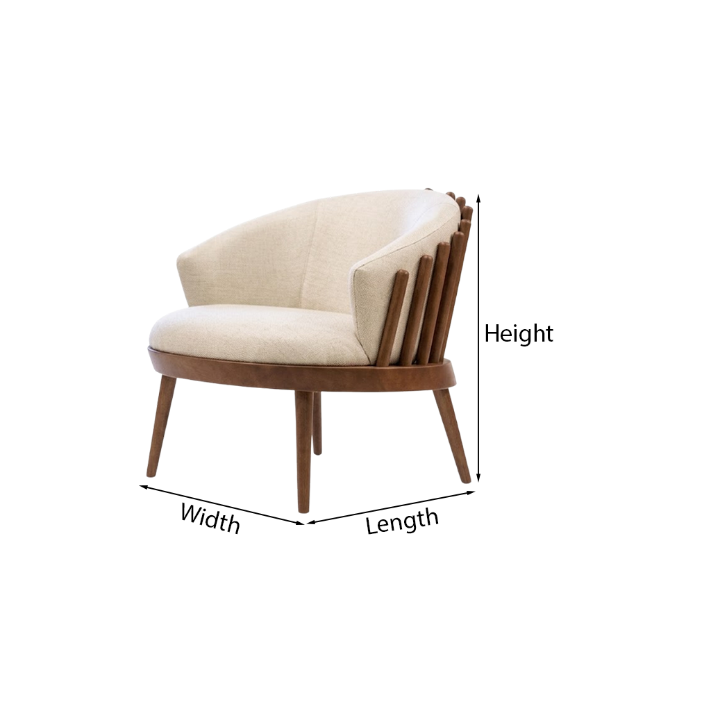 ShanaWood Spindle Back Barrel Accent Chair - dimensions