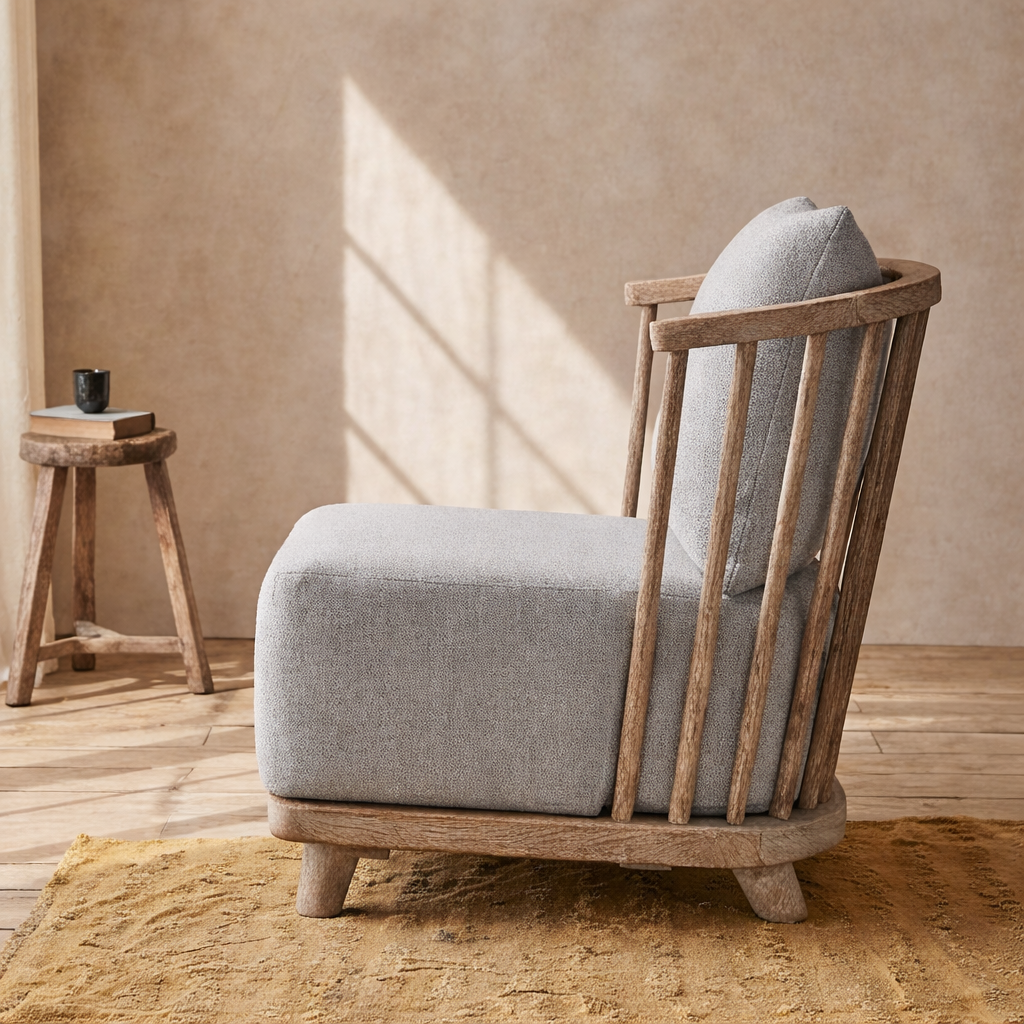 ShanaWood Spindle Side Panel Accent Chair with Loose Cushions - view 3