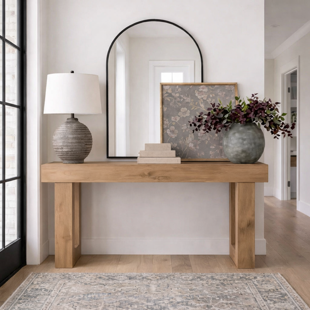 ShanaWood Thick-Top Console Table with Block Legs - view 1