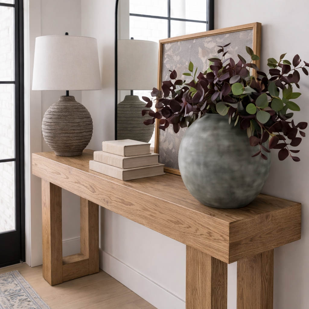 ShanaWood Thick-Top Console Table with Block Legs - view 3