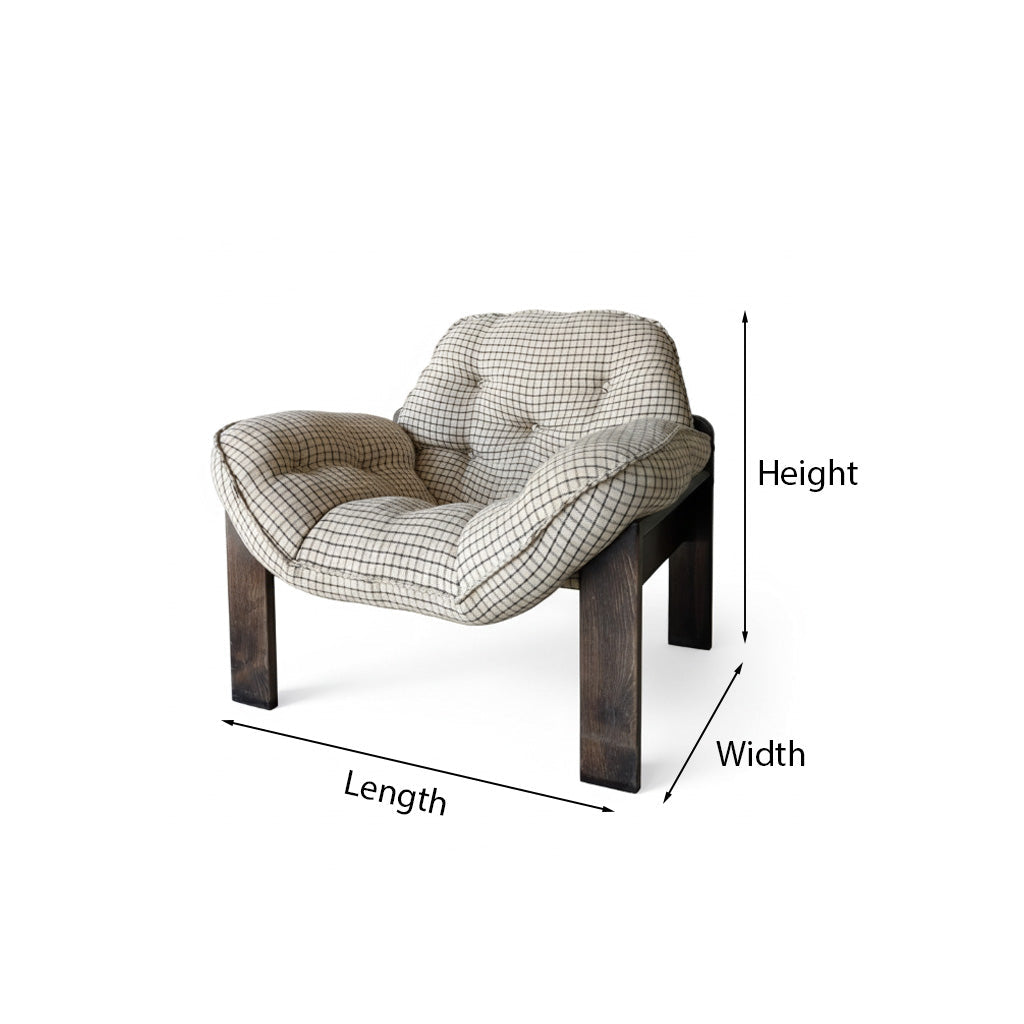 ShanaWood Tufted Plaid Accent Chair with Wood Frame - dimensions