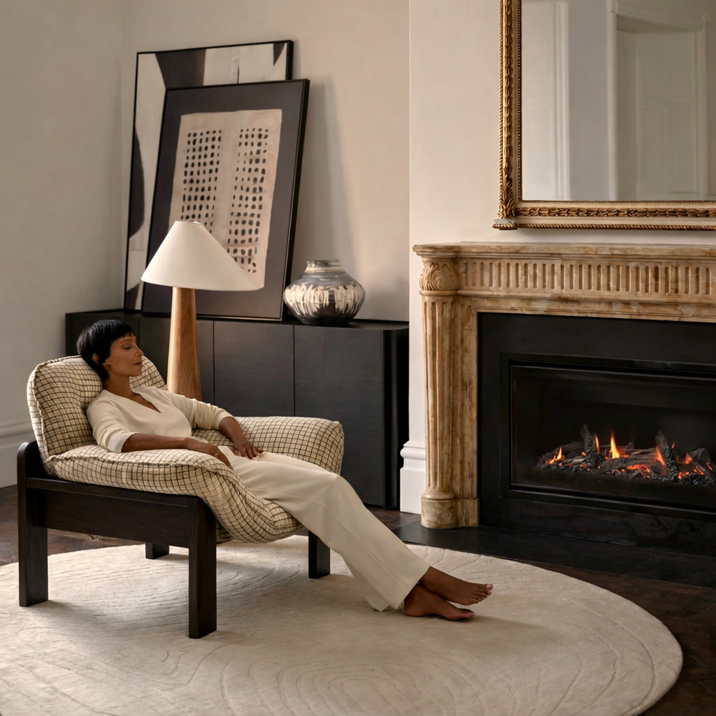 Mid-Century Wooden Accent Chair With Soft Upholstered Seat For Living Room