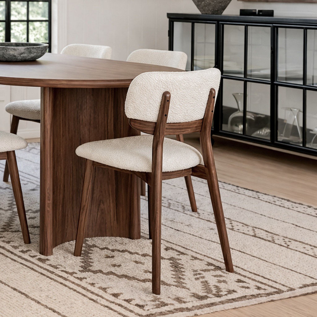 Modern Dining Chair With Natural Wood Frame And Upholstered Seat For Dining Room