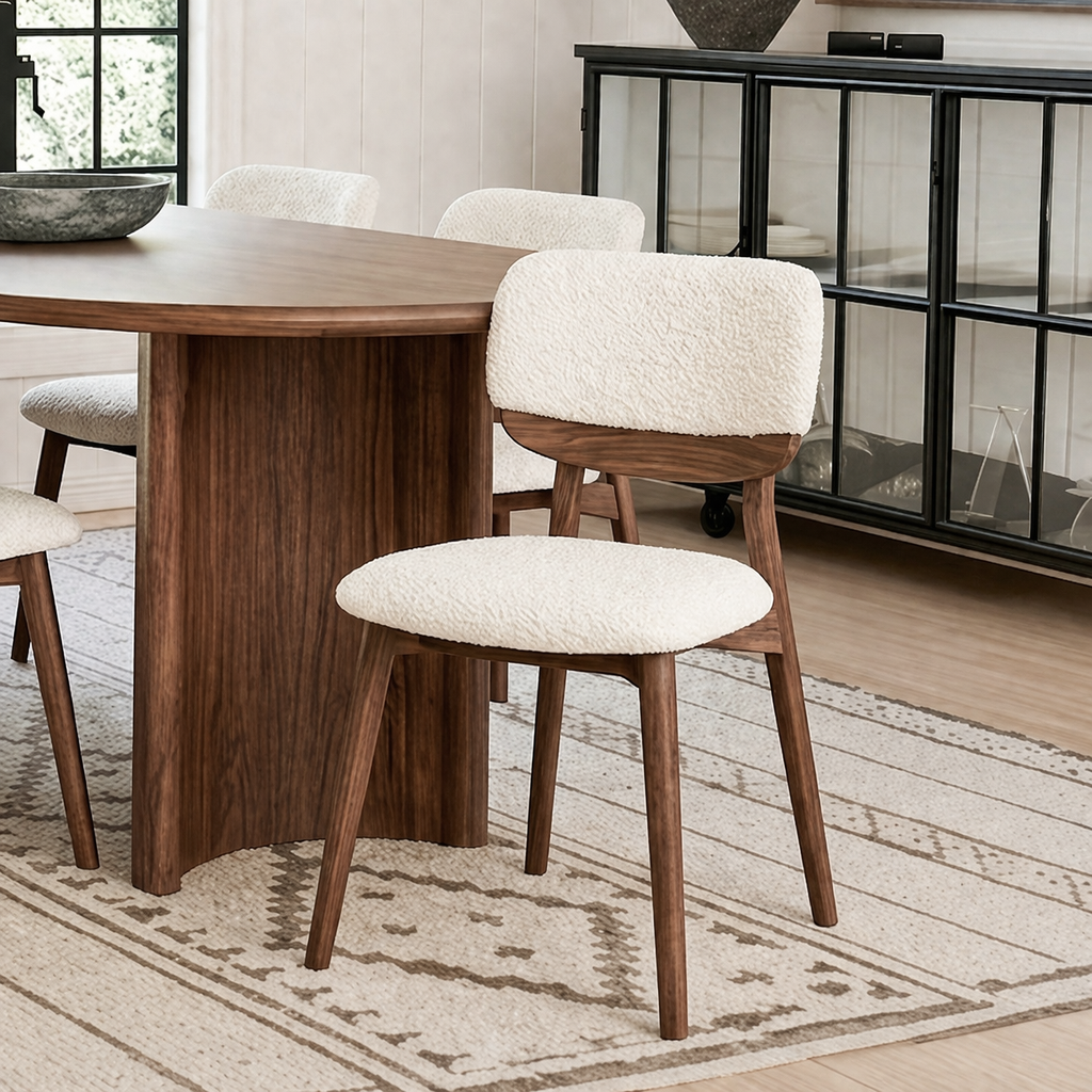 Modern Dining Chair With Natural Wood Frame And Upholstered Seat For Dining Room