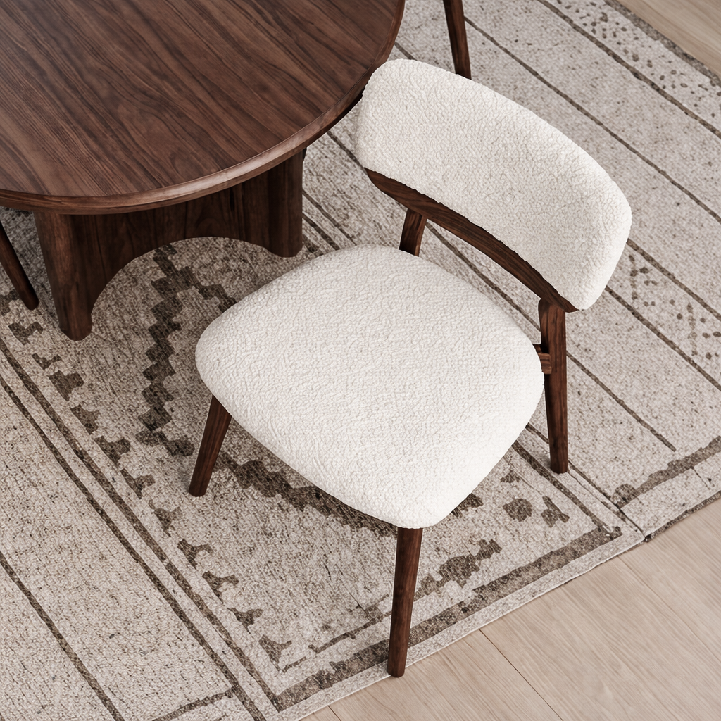 Modern Dining Chair With Natural Wood Frame And Upholstered Seat For Dining Room