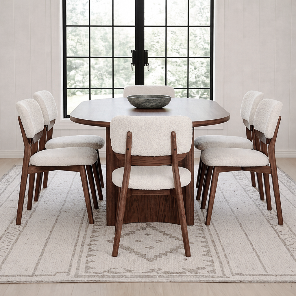 Modern Dining Chair With Natural Wood Frame And Upholstered Seat For Dining Room