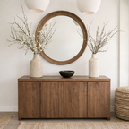 Modern Natural Wood Cabinet With Clean Front Design For Living Room