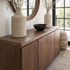 Modern Natural Wood Cabinet With Clean Front Design For Living Room
