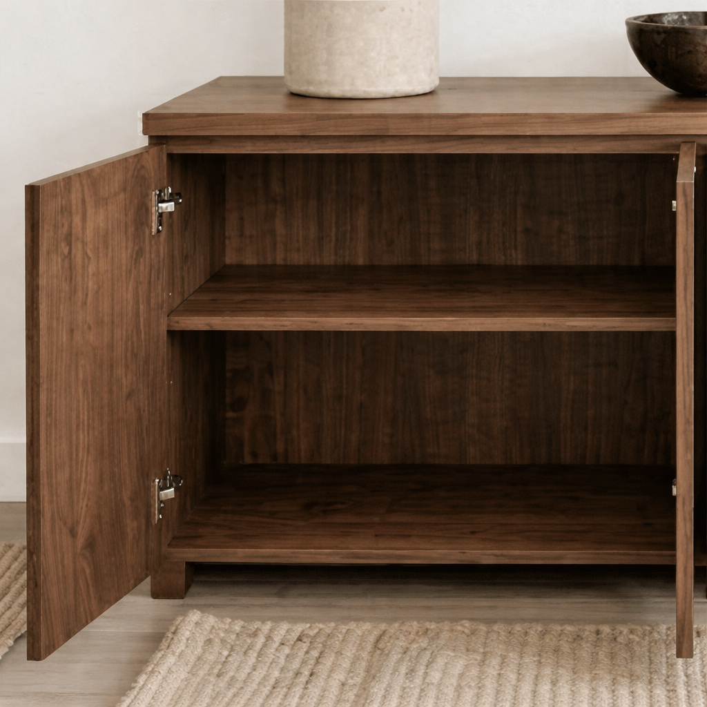 Modern Natural Wood Cabinet With Clean Front Design For Living Room