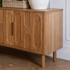 Modern Natural Wood Cabinet With Oval Detail Front For Living Room