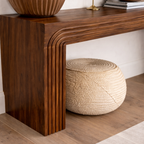 Modern Natural Wood Console Table With Clean Lines And Open Shelf For Living Room