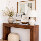 Modern Natural Wood Console Table With Clean Lines And Open Shelf For Living Room