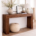 Modern Natural Wood Console Table With Clean Lines And Open Shelf For Living Room