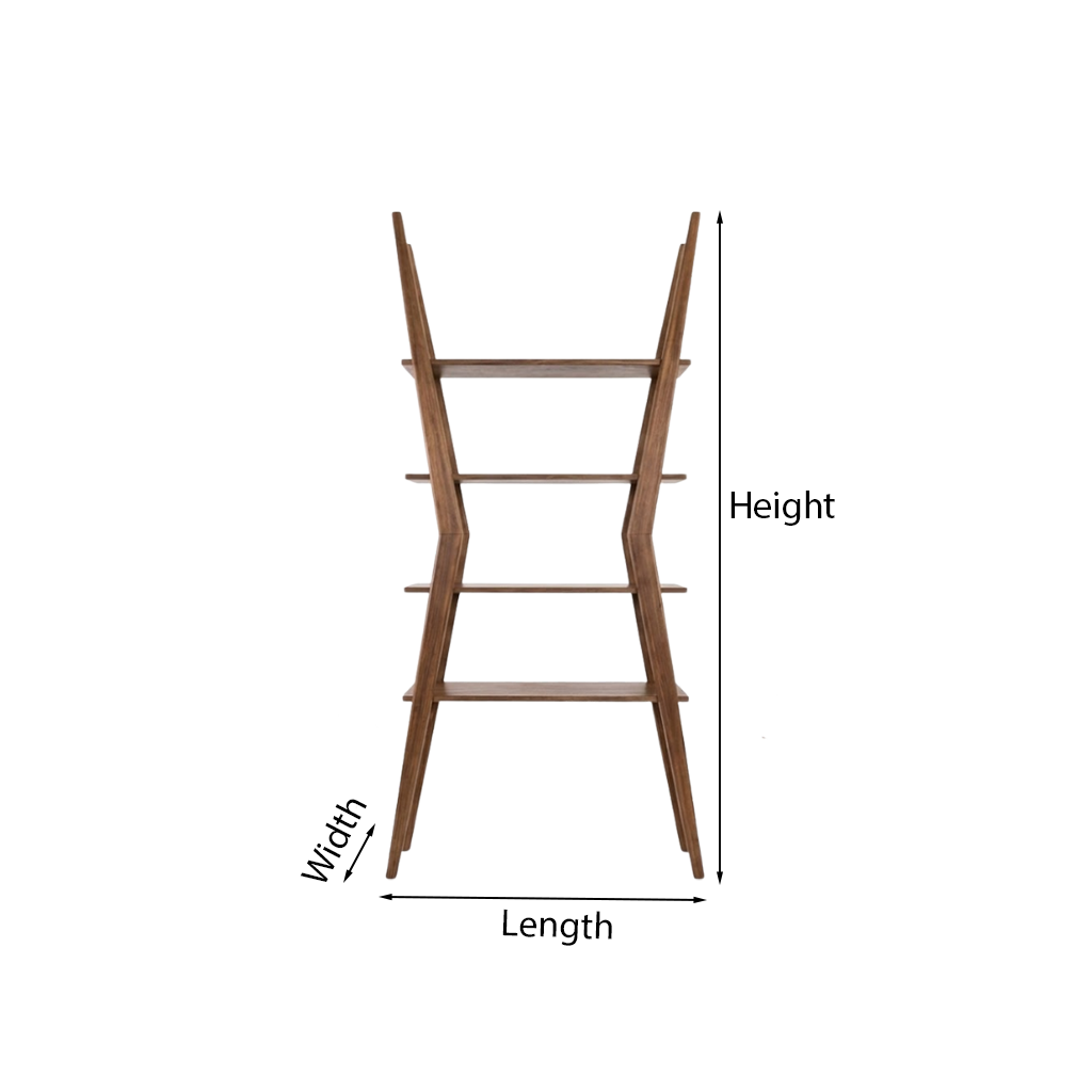 ShanaWood A-Frame Ladder Bookcase with 4 Open Shelves - dimensions
