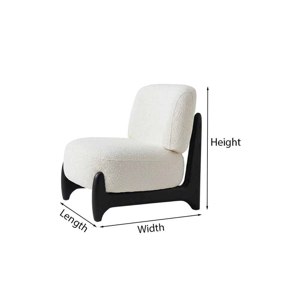 ShanaWood Boucle Accent Chair with Sculptural Wood Frame - dimensions