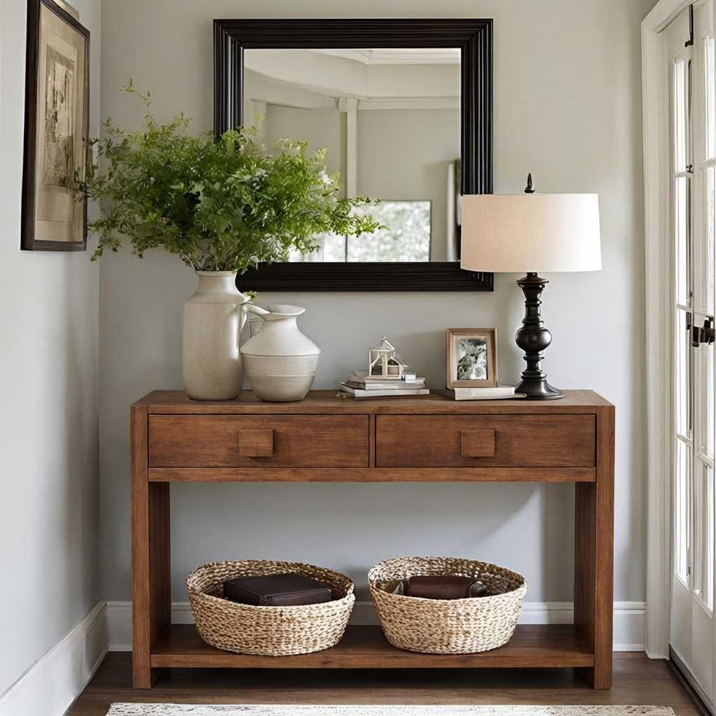 ShanaWood Console Table with 2 Drawers and Bottom Shelf - view 1