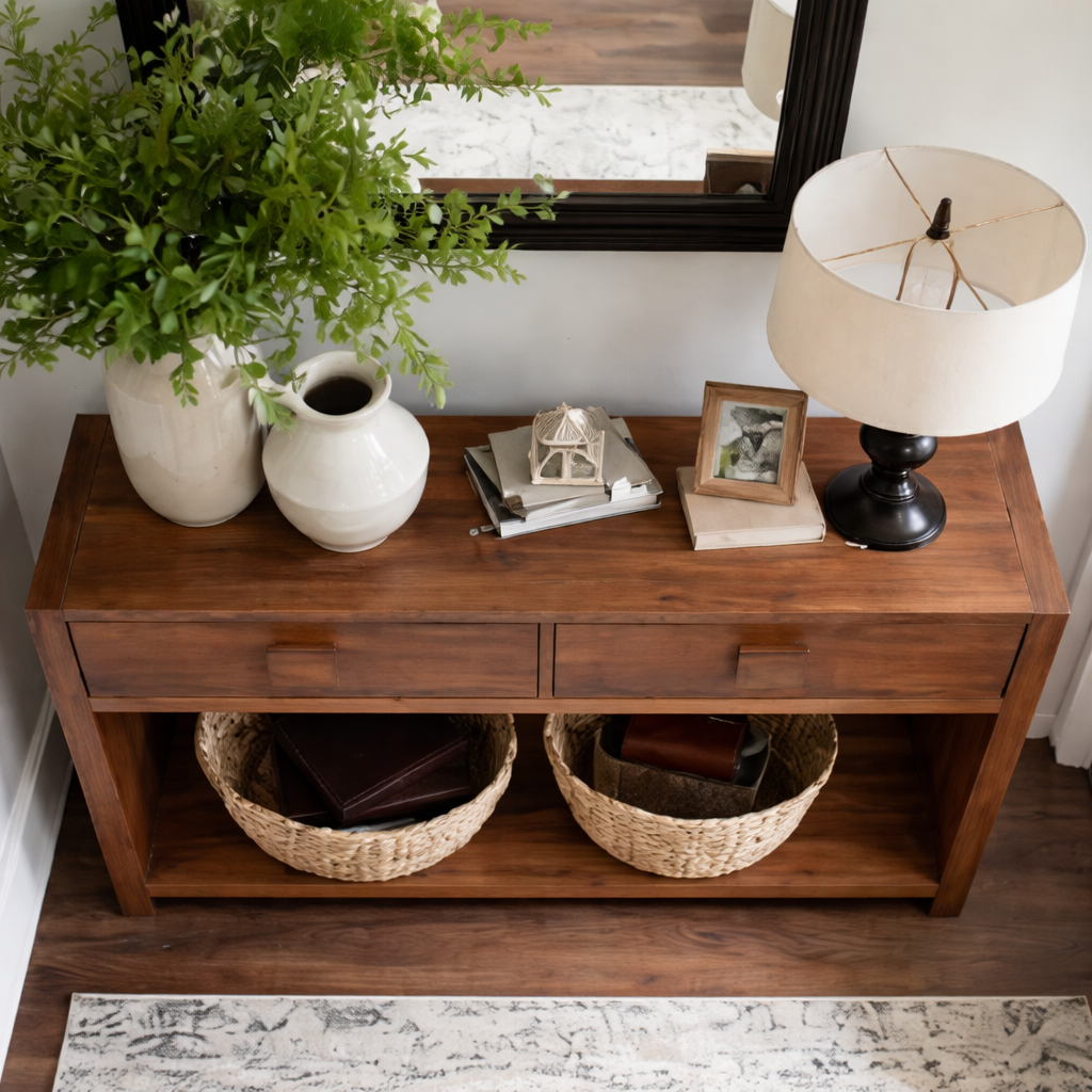 ShanaWood Console Table with 2 Drawers and Bottom Shelf - view 6