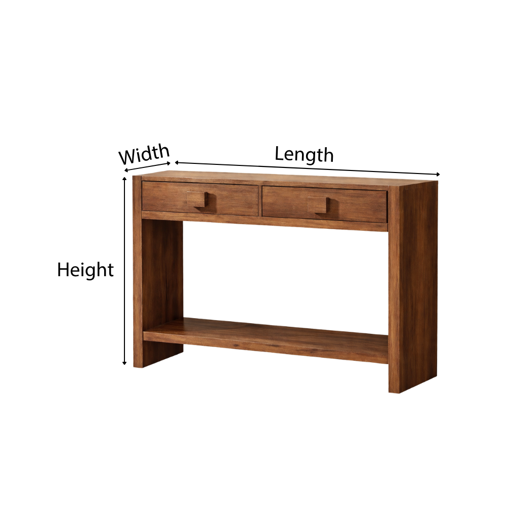 ShanaWood Console Table with 2 Drawers and Bottom Shelf - dimensions