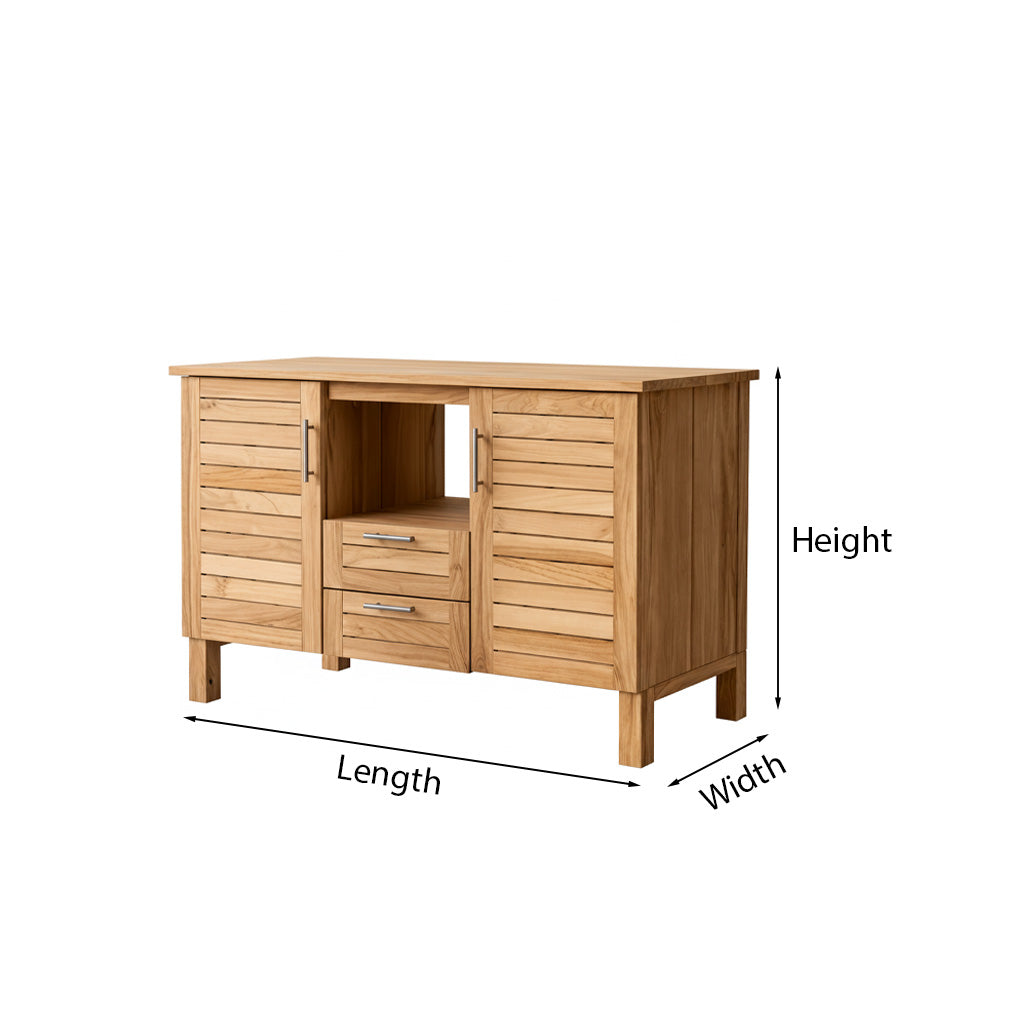 ShanaWood Double Sink Vanity with Slatted Doors and Wood Top - dimensions