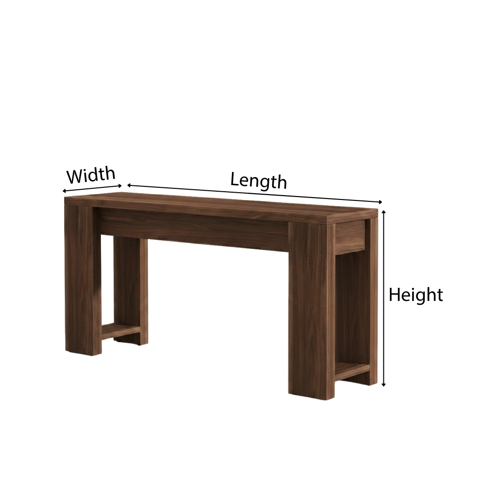ShanaWood Flat Panel Leg Console Table - dimensions