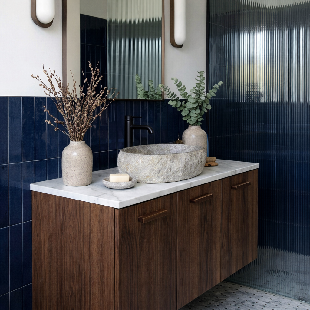ShanaWood Floating Bathroom Vanity with 3-Door Cabinet and Marble Top - view 5