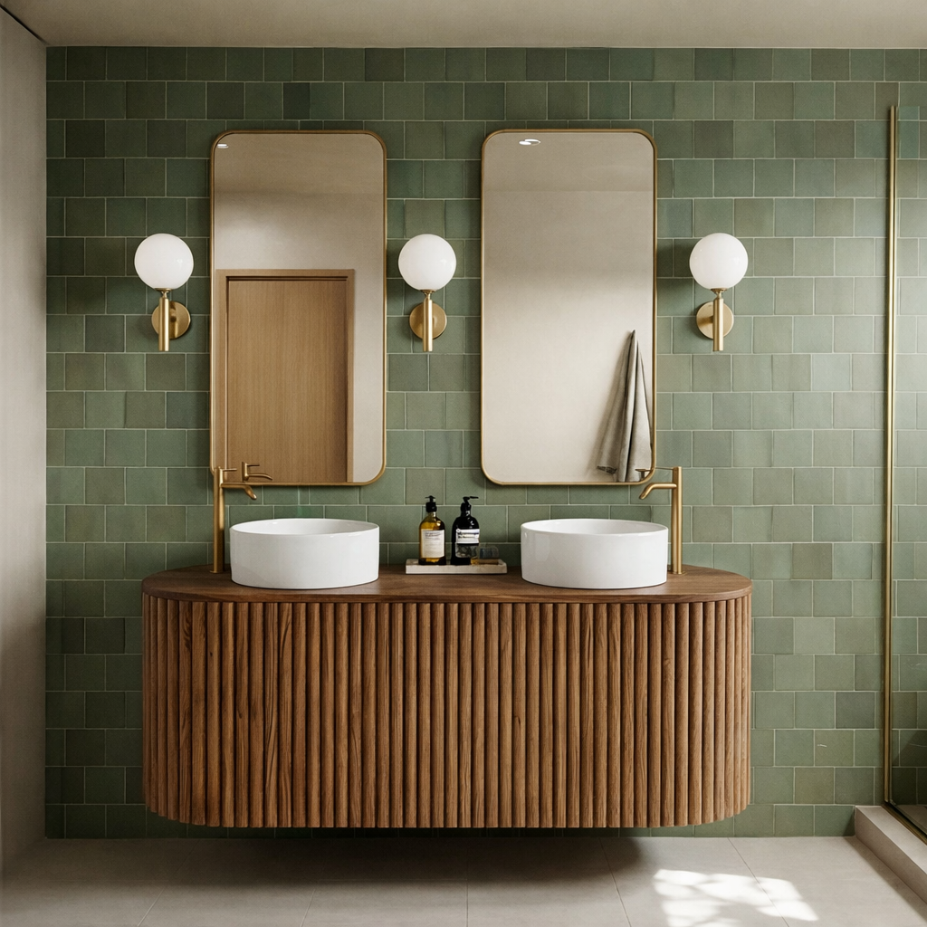 ShanaWood Floating Double Vanity with Fluted Rounded Body - view 3