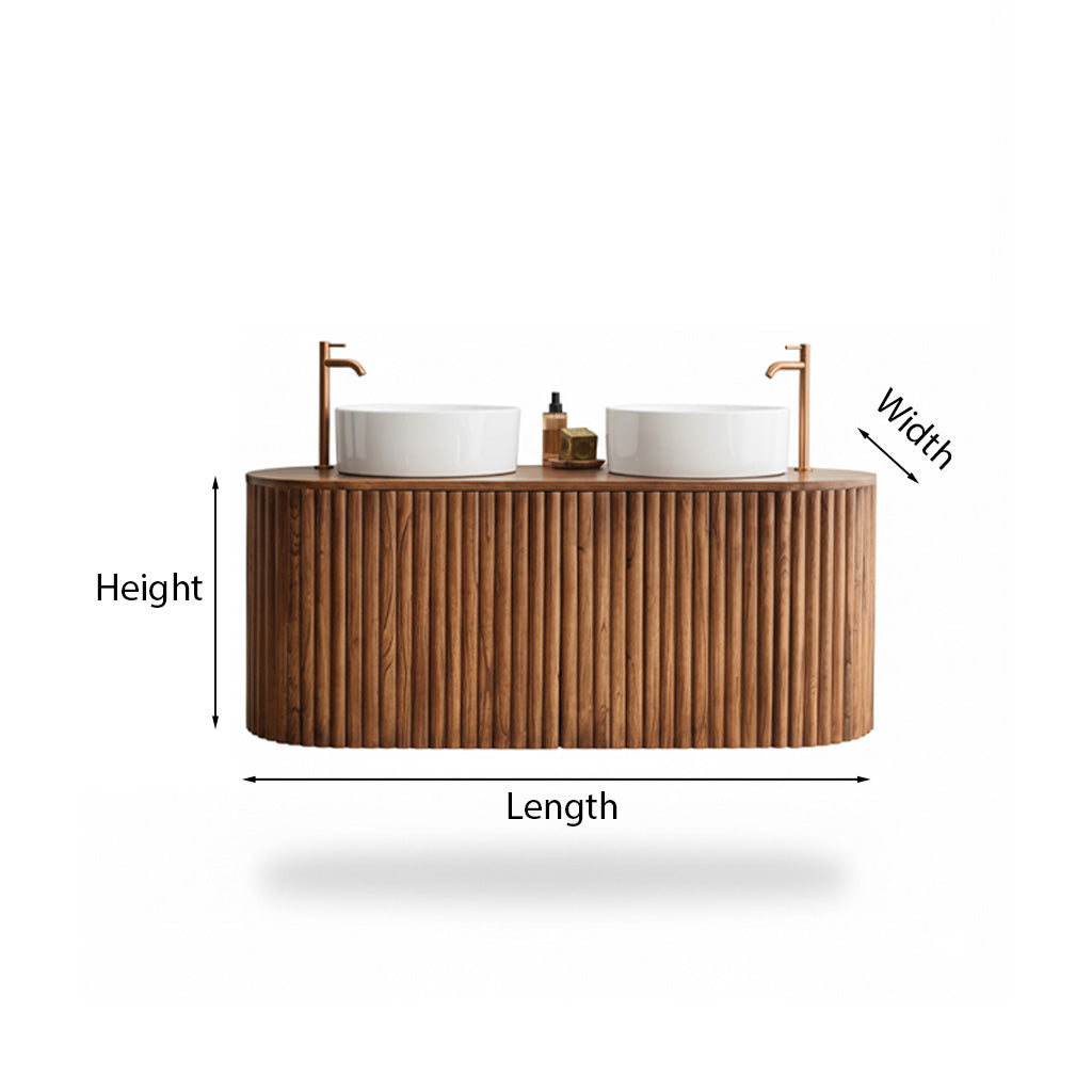 ShanaWood Floating Double Vanity with Fluted Rounded Body - dimensions