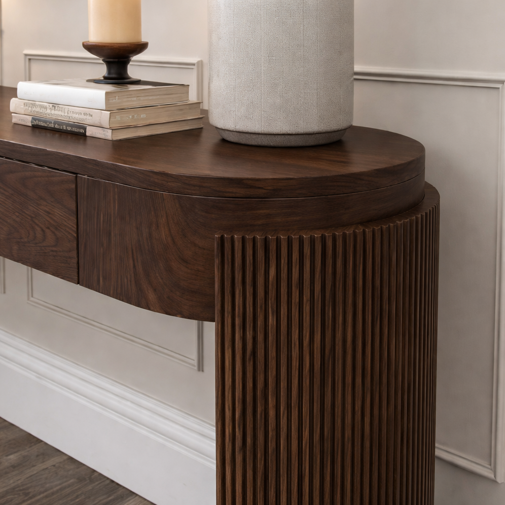 ShanaWood Fluted Column Console Table with Drawers - view 2