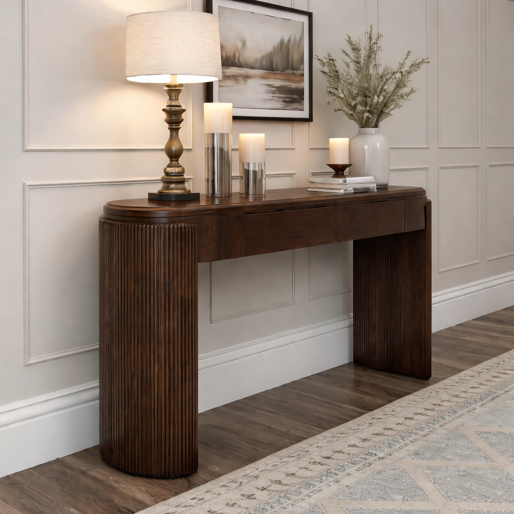 ShanaWood Fluted Column Console Table with Drawers - view 5